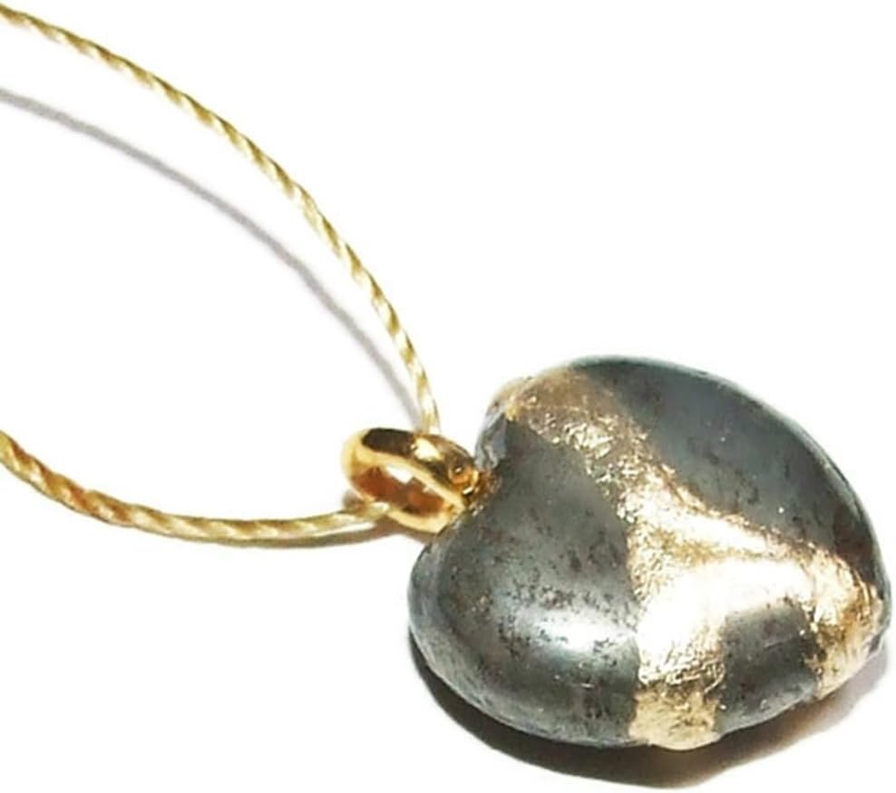 Kintsugi Petite Pyrite Broken Heart Mended with 23k Gold, Cord Necklace