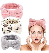 Bellisia Spa Headband for Women Coral Fleece Makeup Headband for Washing Face Fluffy Skincare Bow...