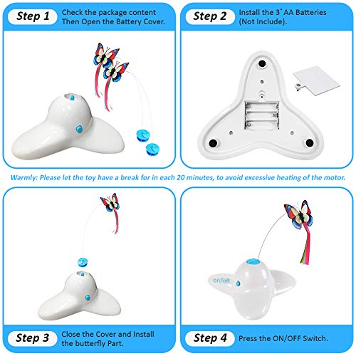 Flurff Cat Toys, Interactive Cat Toy Butterfly Funny Exercise Electric Flutter Rotating Kitten Toys, Cat Teaser With Replacement #TOP2