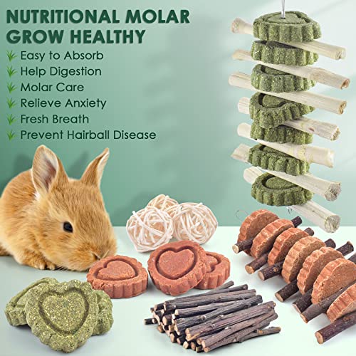 KATUMO Rabbit Treats, Natural Bunny Treats Organic Apple Stick Sweet Bamboo Timothy Hay Chew Toys - Image 5