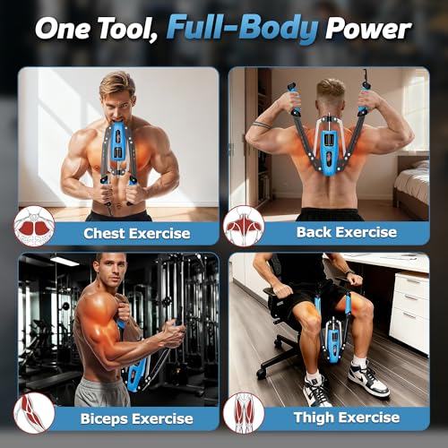 Image of Hydraulic Twister Arm Trainer, 10-Level Adjustable 22-440lbs Resistance, Chest Expander with Cylinder Protective Cover & PU Handle, Home Gym Equipment for Arm Chest Shoulder Strength Training