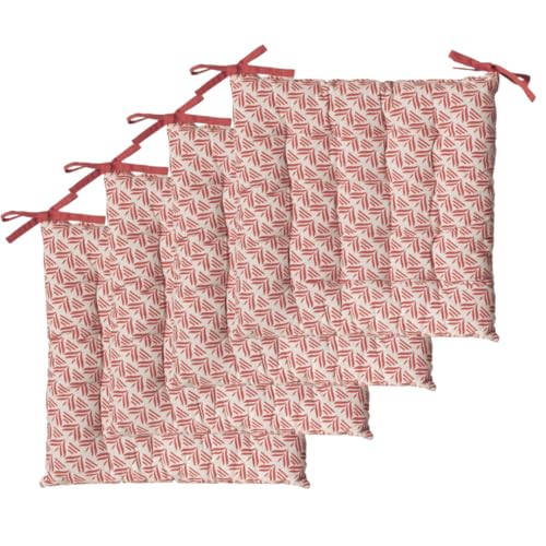 Atout Ciel Lot de 4 Galettes de Chaise carrées Bicolores 40x40cm, Terracotta Imprime/Uni