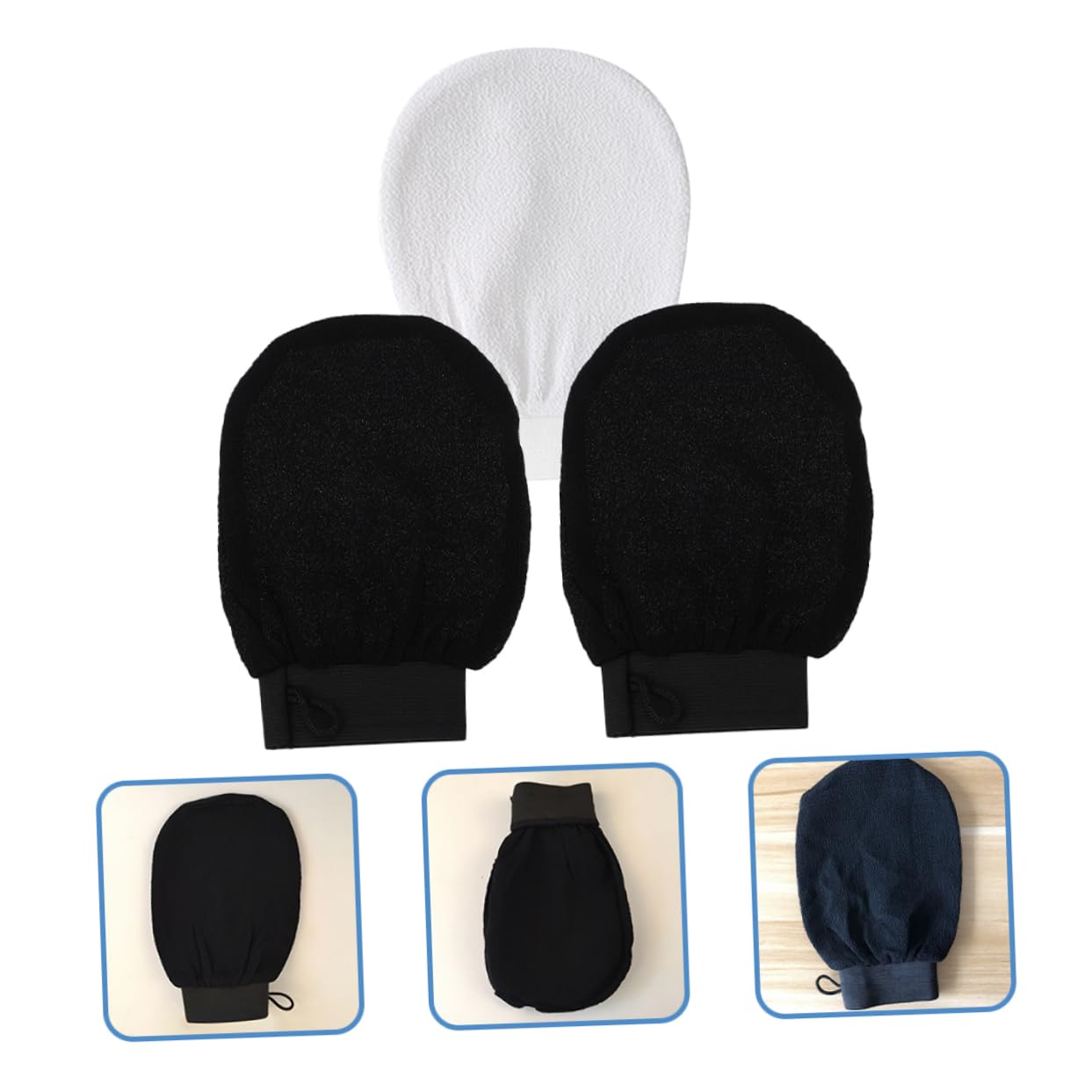 FRCOLOR 15stücke Teiliges Exfoliating Duschhandschuhe Peeling-mitts Für Damen Schwarze Weiße Peelinghandschuhe Hauterneuerung Für Sanfte Reinigung Und Massage Der Dusche