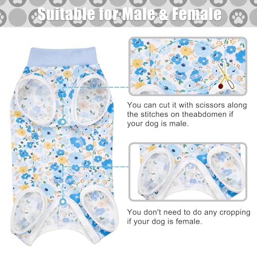 Image of FEimaX Dog Surgery Recovery Suit Female and Male Spay with Pee Hole, Pet Body Suits for Puppy After Spayed, Neuter Surgical Onesie for Small and Medium Dogs Cats, Alternative Bandages E-Collar & Cone