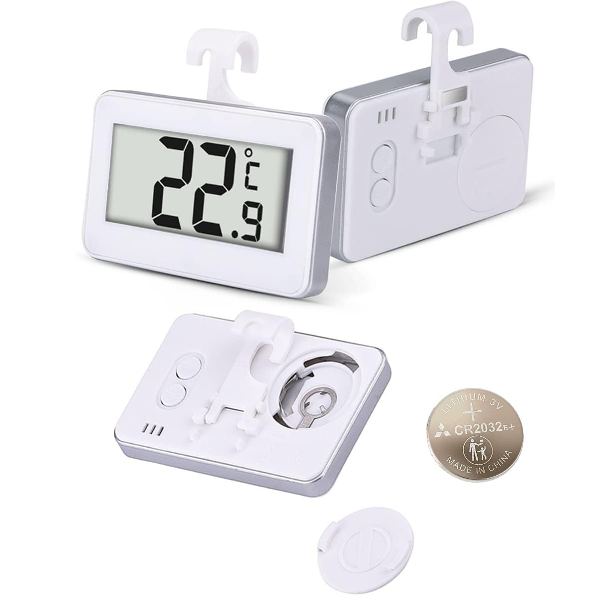 Thlevel 2PCS Frigorifero Digitale Termometro Congelatore Interno Esterno Impermeabile con Gancio Display LCD Funzione Max Min per la Casa Ristoranti Caffè