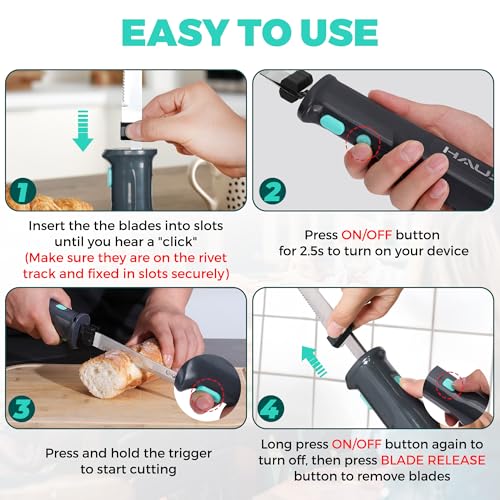 image for HAUSHOF Cordless Electric Knife Set for Meat Slicing, 8V Electric Carv