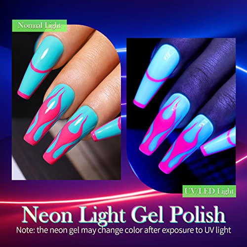 BORN PRETTY UV Nagellack Neon, Shellac Nagellack Set Leuchtendes Orange Grün Blau Gel Gelnägel Set Farbgel für Gelnägel… – Bild 4