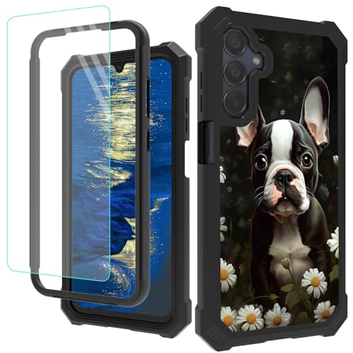 GFRGTFHYT for Samsung Galaxy A16 5G Phone Case with Screen Protector Hybrid Dual Layer Heavy Duty Soft TPU Hard PC Shockproof Protective Cover Case for Galaxy A16 5G 6.7" 2024, Boston Terrier Dog