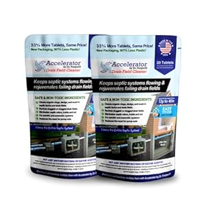 2-Pack Value BUNDLE of Drain Field Cleaner Tablets by Dr Pooper. Clears Septic Tanks and Drain Fields of Tough Clogs, Scum, Sludge AND Eliminates Odors FAST – Aerobic & Anaerobic Systems, Just Flush