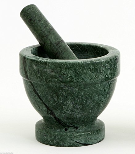 Mortaio in Marmo Verde con Pestello Green Marble Mortar with Pestle Home Cucina Vintage Design Made in Italy 12x12cm