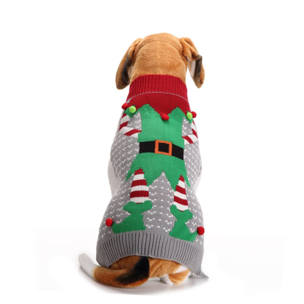BESPORTBLE 3pezzi Costume Natalizio per Cani Maglione Grigio Clown per Animali di Piccole e Grandi Abbigliamento Festivo per Cuccioli Maglione Pelliccia Morbida per Natale