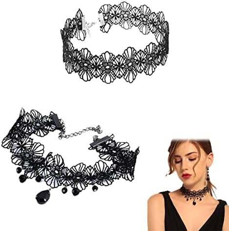 Collier Ras Du Cou Gothique En Dentelle Noire Pour Femme - Accessoires