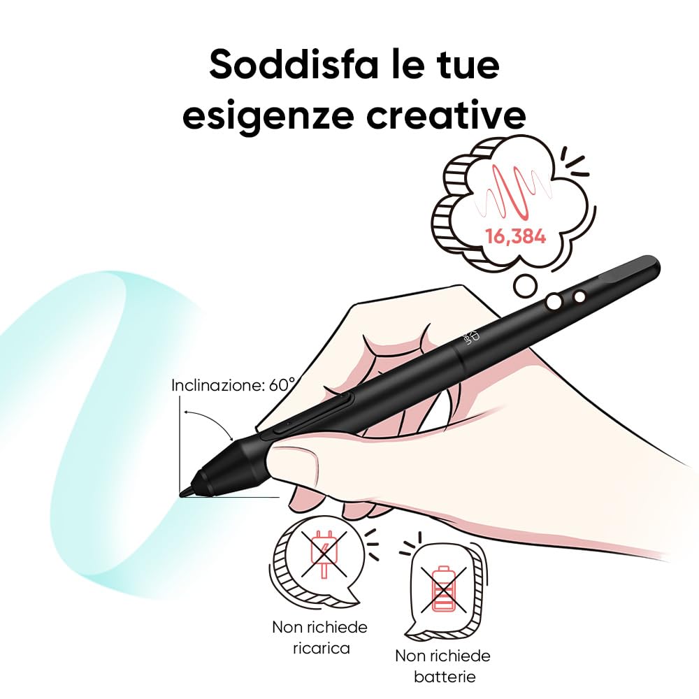 XPPen Deco Mini7 V2 Tavoletta Grafica con penna senza batteria 16384 livelli, per disegno, OSU Play, Compatibile con Windows/MAC OS/Android 10.0/Chrome OS
