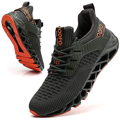 SKDOIUL Men Sport Running SneakersWalking Shoes Mesh Fashion Fashion Casual Gym Runner Jogging Trainers Dark Green Size 9.5