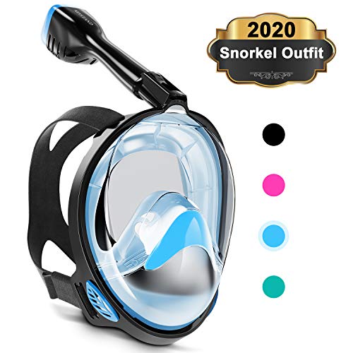 Keystand Full Face Snorkel Mask, 2020 Upgraded Breathing Mechanism Snorkeling Masks, Flat Crystal