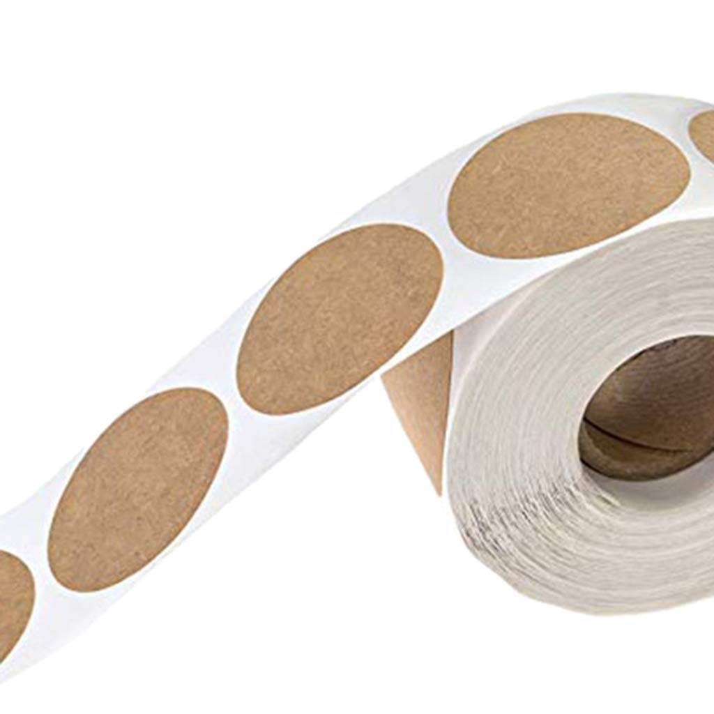1 Roll of 500pcs Round Blank Kraft Stickers Self Adhesive Labels DIY Brown