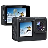  Cámara Deportiva 4K WiFi 16MP Cámara Subacuática Impermeable de 131ft con EIS,videocámara con micrófono Externo,Control Remoto,2 baterías y Accesorios múltiples