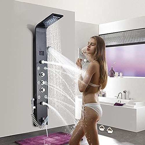 LISHEUK Pannello Doccia a LED per Vasca da Bagno, Display Digitale, Colonna Doccia a Cascata, soffione Doccia a LED con Getto Spa per Massaggio corporeo, Acciaio Inossidabile, ne