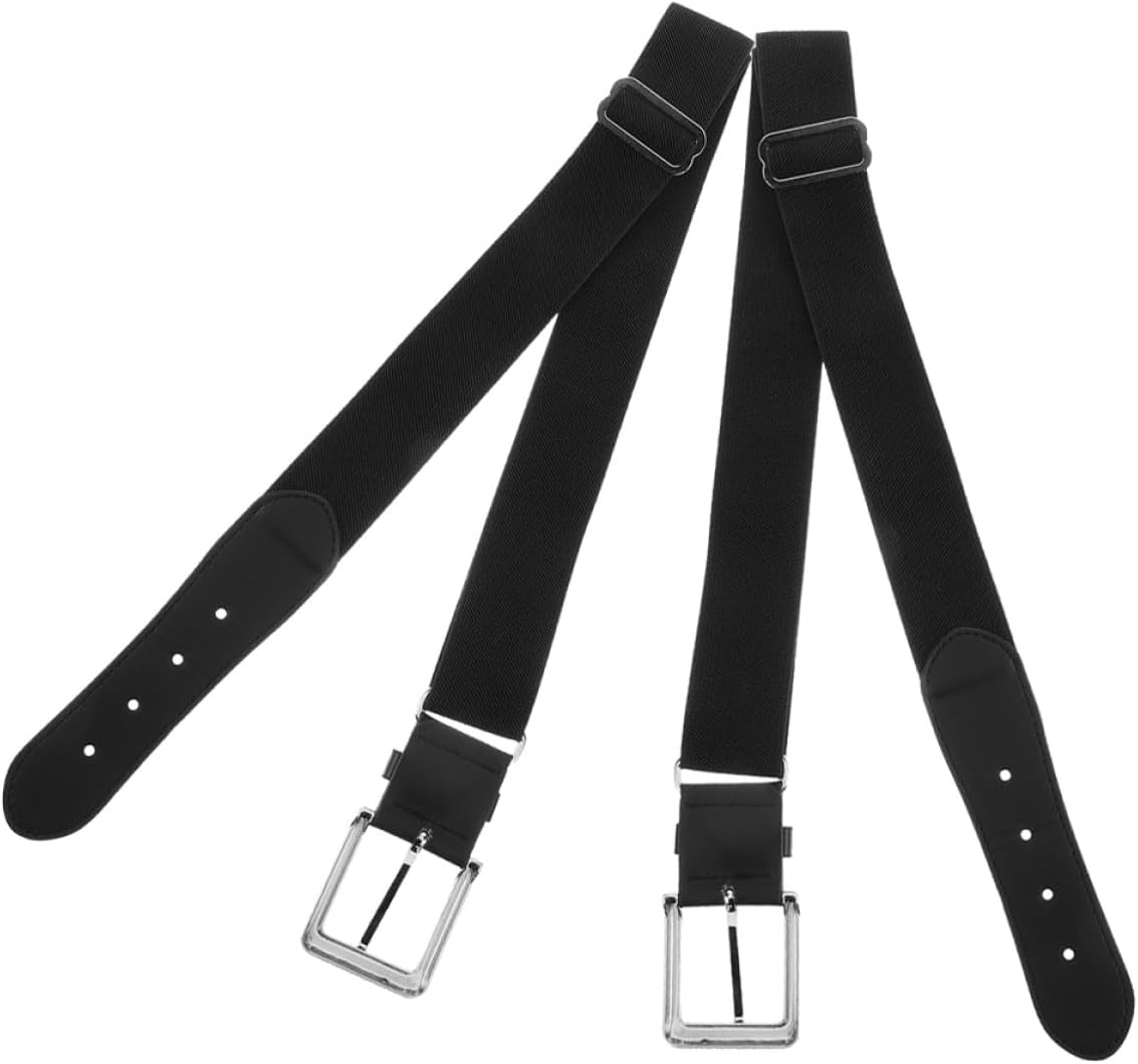 SOLUSTRE 2pcs Baseball Belts for Men and Women, Adjustable Elastic Softball Waistbands, Black Stretch Sports Belts for Youth and Adults, Outdoor Team Sports Protective Gear