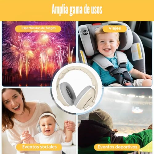 Miniatura 7 de Vexaflow Cascos Bebe Antiruido, Con Bolsa De Transporte, Para Sueño Y Viajes, Protectores Auditivos Ajustables Para Bebé Y Niños De Hasta 48 Meses, Reducción De Ruido Hasta 25db