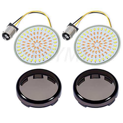 Pbymt 1157 Led Front Turn Signal Light 2" Bullet Smoke Lens Cover Compatible For Harley Davidson Dyna Softail Touring Road King Electra Street Glide 1997-2023 #TOP4
