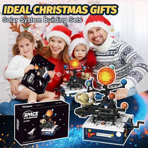 Solar System Building Sets,Compatible with Lego Space, Rotatable Planet Toys for Boys Age 8-12 with 9 Planets & Rocket Sets,Solar System for Kids,Gifts for Boys & Girls Age 8-14 Years Old,775 PCS