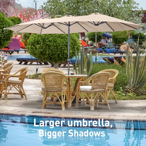 Caprihom TMU15-C01-11 15Ft Patio Umbrella With Base Included, Double Sided Outdoor Large Rectangular Patio Umbrella thumb #1