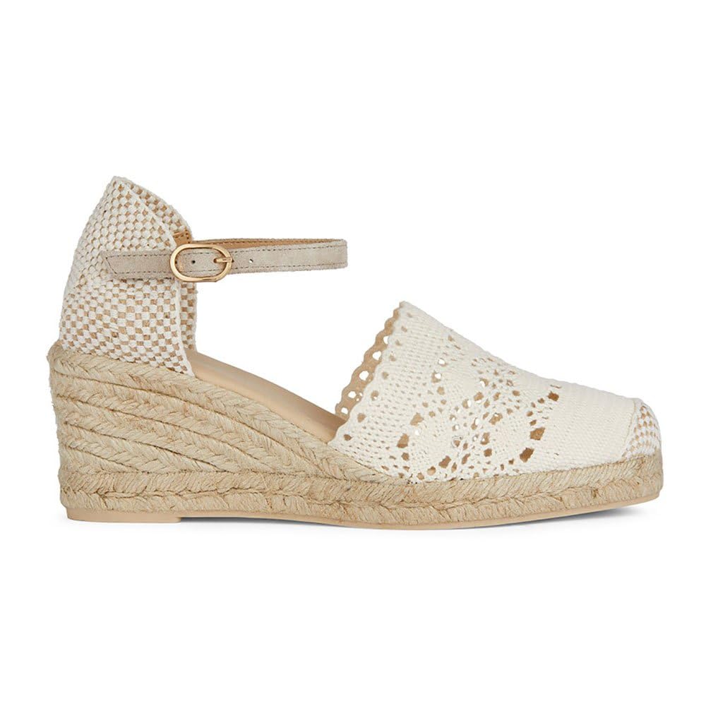 Geox Women's D Gelsa Low B Wedge Sandal, LT Taupe, 41 EU, Lt Taupe, 7.5 UK