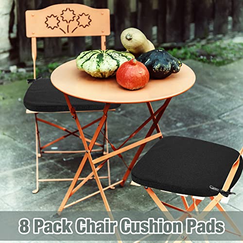 8 Pcs Chair Pads With Ties High Density Sponge Seat Pads Kitchen Chair Pads Dining Chair Cushion Non Slip Chair Cushion With Machine Washable Cover 17X16.5 Inch For Kitchen Dining Office Chair (Black) #TOP5