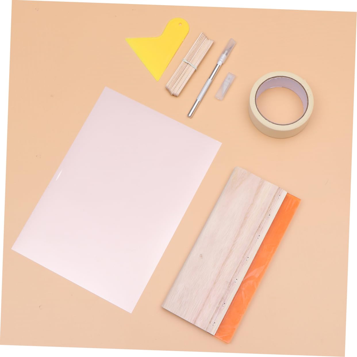 TEHAUX 1set Kit Di Stampa Serigrafica Professionale Con Raschietto e Pellicola Trasparente Nastro Maschera e Accessori Per Progetti Creativi Di Stampa