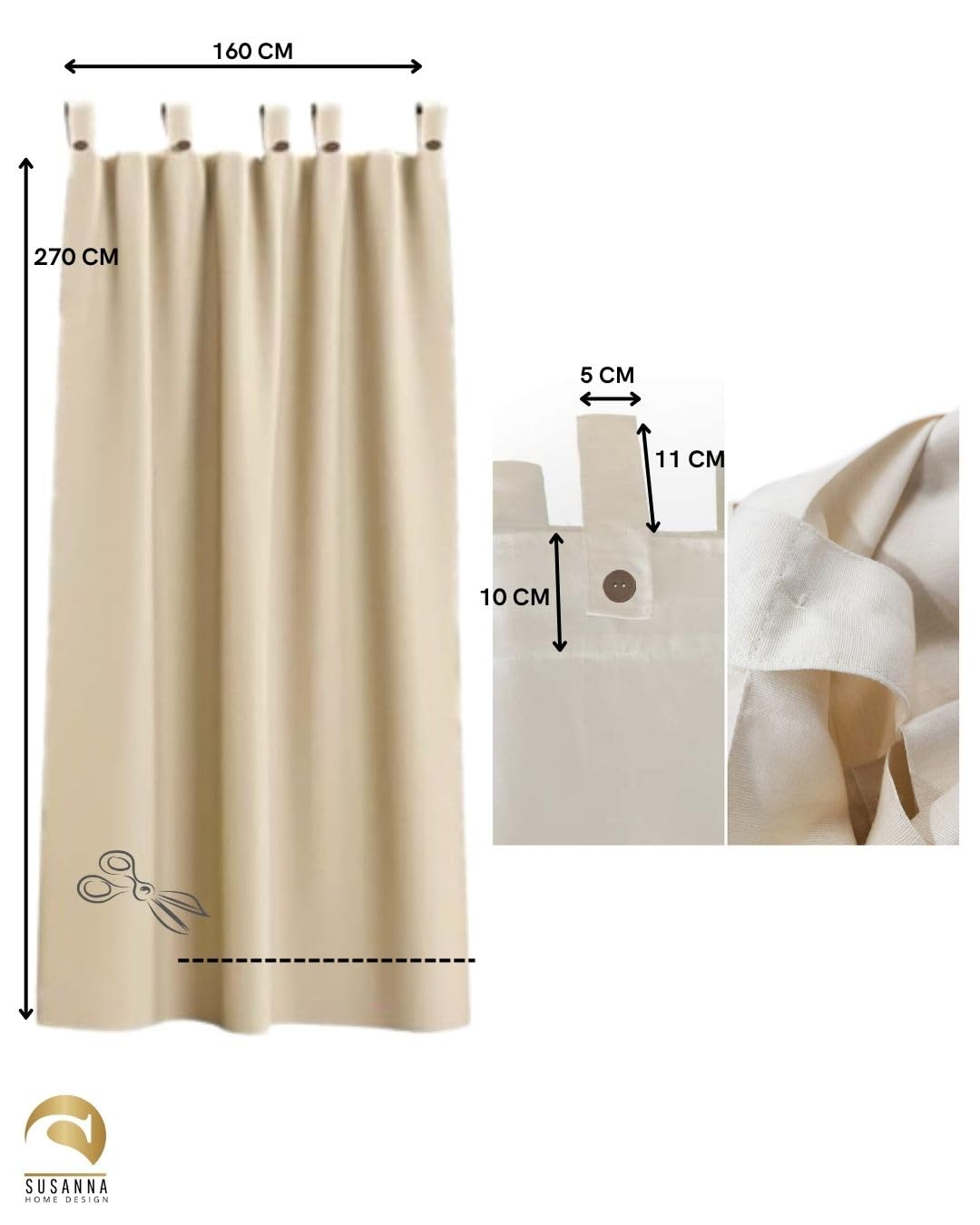 Tende per gazebo esterno 160x260 cm in Tela - Tende da sole a caduta per Balcone, Terrazzo, Giardino - Tenda gazebo con Passanti Rinforzati - Tenda da Giardino Impermeabile (1 Pannello PANNA)