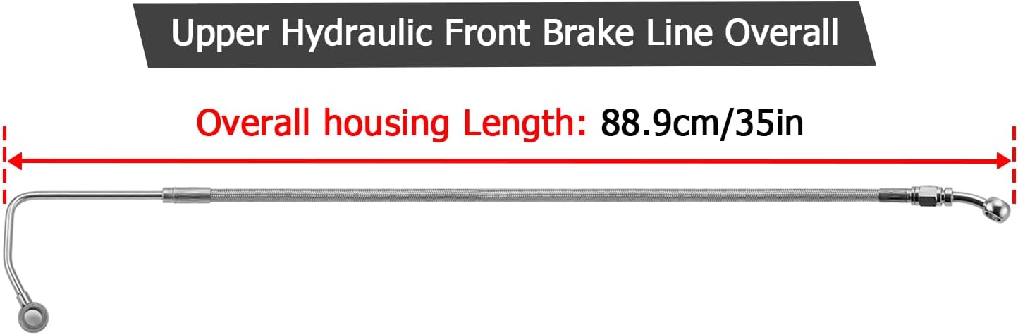Mofun ABS Upper Hydraulic Front Brake Line Kit 35" Extended Length Stainless Steel Compatible with Harley Softail Slim Fat Boy Breakout Deluxe 2011-2014, Fit 12"-14" Handlebar Chrome