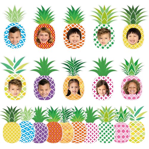Image of gisgfim 80Pcs Summer Cutouts Pineapple Decoration Bulletin Board Luau Tropical Paper Cut-Outs Classroom Decor for DIY Craft Photo Wall Summer Hawaiian Beach Kindergarten Preschool Party Favor Supply