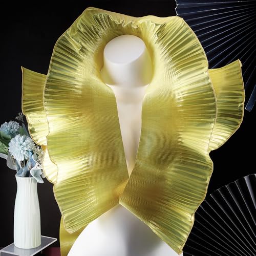 GORGECRAFT 10 Yards Ruffled Lace Trims Organza Pleated Fabric Trim Tulle Lace Border Retro Chiffon Trimmings Decorative Applique for Sewing DIY Wedding Dress Craft Home Decor, Yellow by GORGECRAFT - Used condition - US$12.09