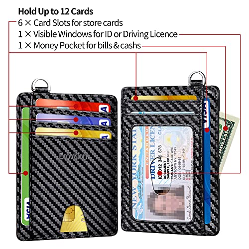Image of Slim Minimalist Front Pocket Wallet, RFID Blocking Credit Card Holder Wallet with Detachable D-Shackle for Men Women