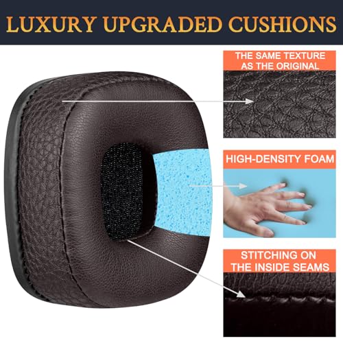 Image of SOULWIT Replacement Ear Pads Cushions for Marshall Major I /II /III /IV Wireless /Wired Headphones, for Marshall Major 1 /2 /3 /4 Headset, Earpads with Soft Protein Leather - Dark Coffee