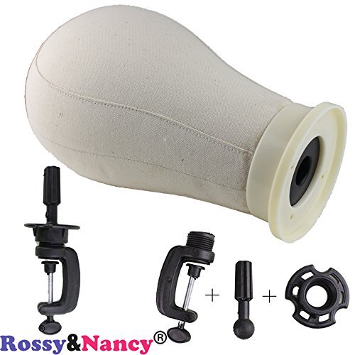 Rossy&Nancy Canvas Wig Block Head for Wig Making 21.5inch Styrofoam Wig Head with Table Clamp by Rossy&Nancy
