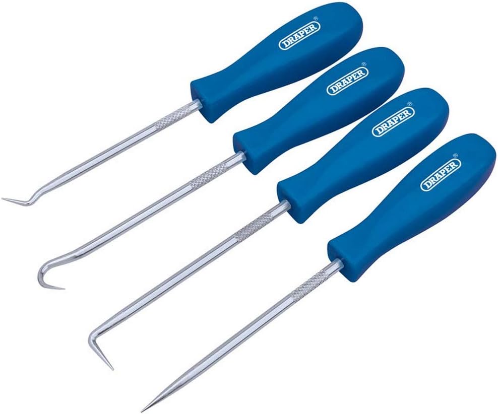 Draper 51763 SETB Mini Hook and Pick Set, 130mm Length, 4 Pieces , Blue