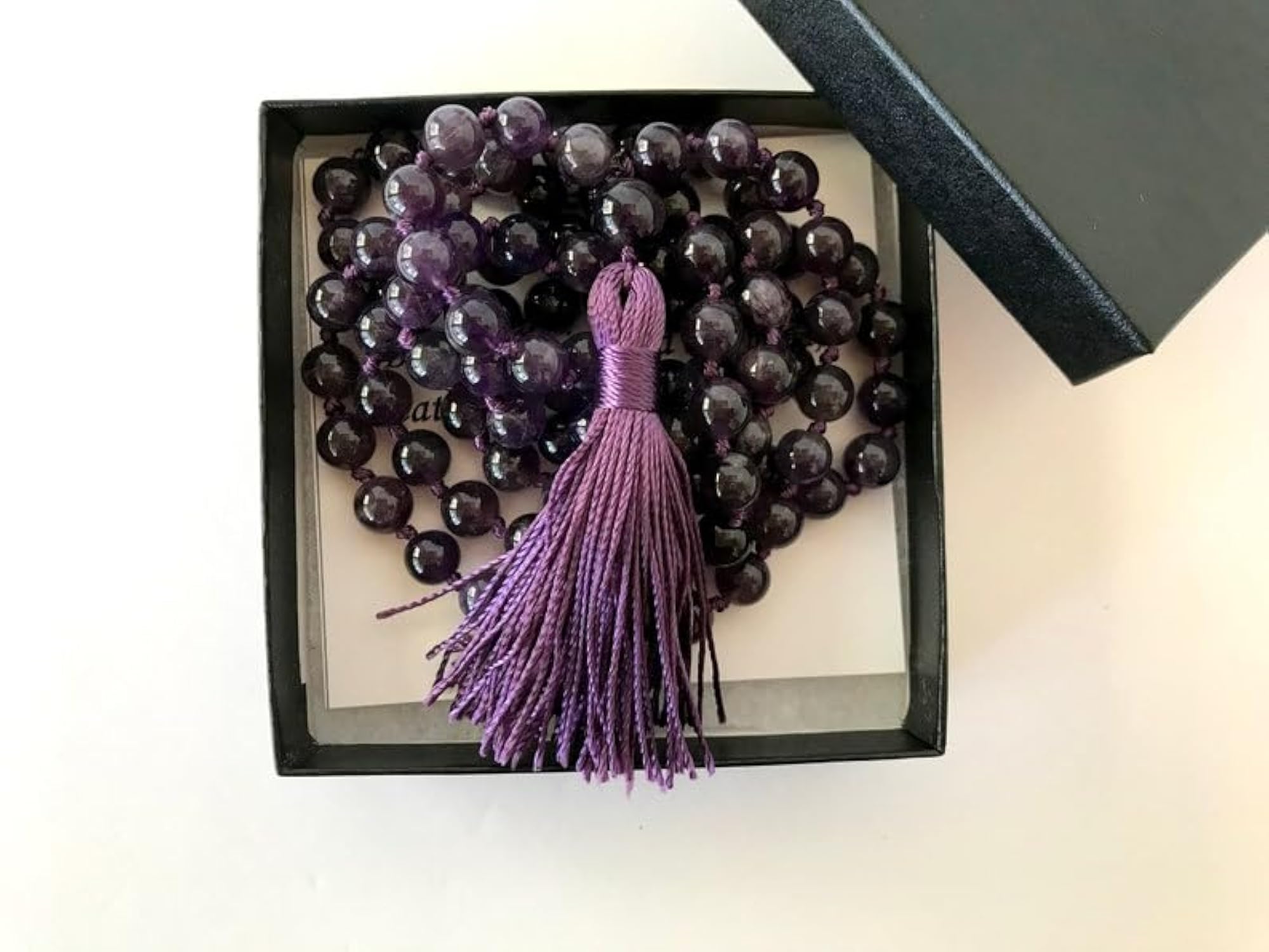 Natural Amethyst 108+1 Beads Handmade Prayer Mala Necklace