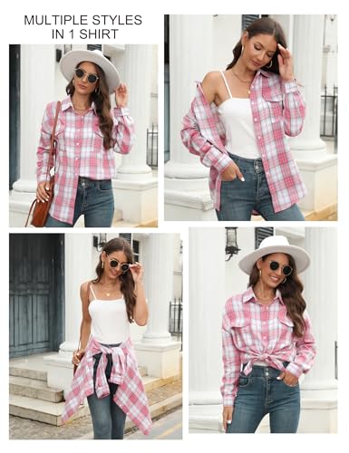 MIDNIGHTSUN Womens Button Down Flannel Plaid Shacket Shirt Oversized Buffalo Long Sleeve Shirt Jacket4