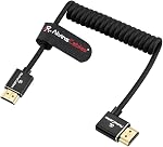 Alvin's Cables 8K 2.1 HDMI Câble enroulé à haute vitesse Angle gauche à angle gauche pour Atomos Ninja V, Portkeys BM5, pour Feelworld Monitor, pour Canon C300, Z CAM E2, Sony FS5| FS7| A7S3 Caméras