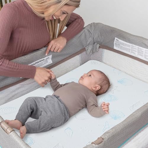Image of Pack and Play Mattress 38 inchx26 inch (1.5 inch Thick), Crib Mattress Pad for Playard, Pack n Play Mattress with Soft Breathable Washable Cover for Baby and Toddler
