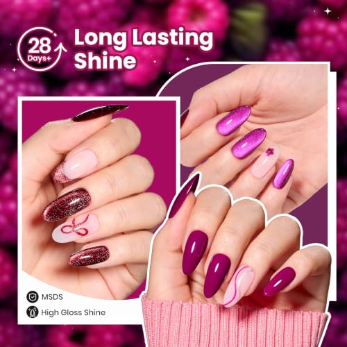 Image of Beetles Purple Gel Nail Polish Set, 6 Berry Blush Colors | Berry pink, purple, plum and shimmer shades for soft-to-deep DIY manicures