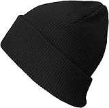 The Hat Depot - 100% Cotton Soft Cuffed Skull Plain Daily Beanie (Black)