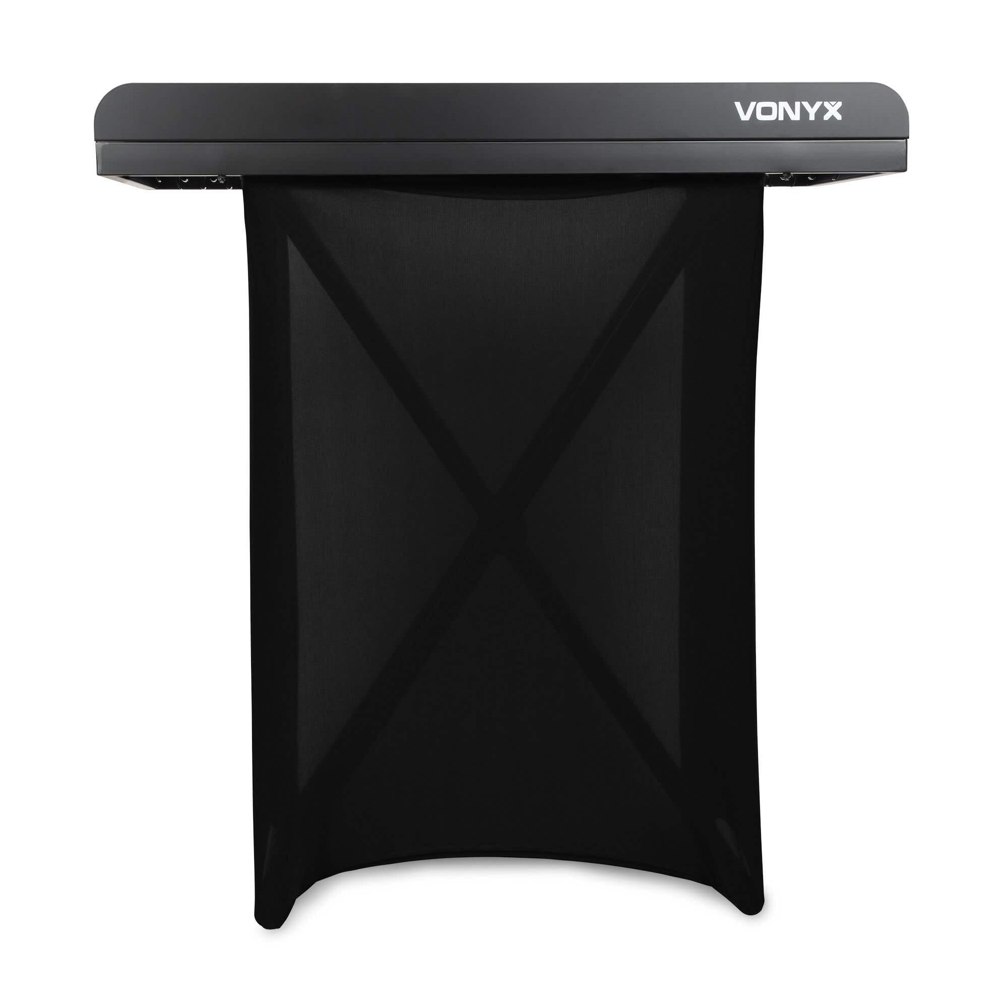 Vonyx DBE100 - Mobiler DJ Tisch, 1 Meter, Höhenverstellbarer Stehtisch, 20kg Belastbar, DJ Pult mit Husse - Stabiler Multifunktionstisch für DJ & Messe – Inkl. Tasche, 100x50cm Schwarz