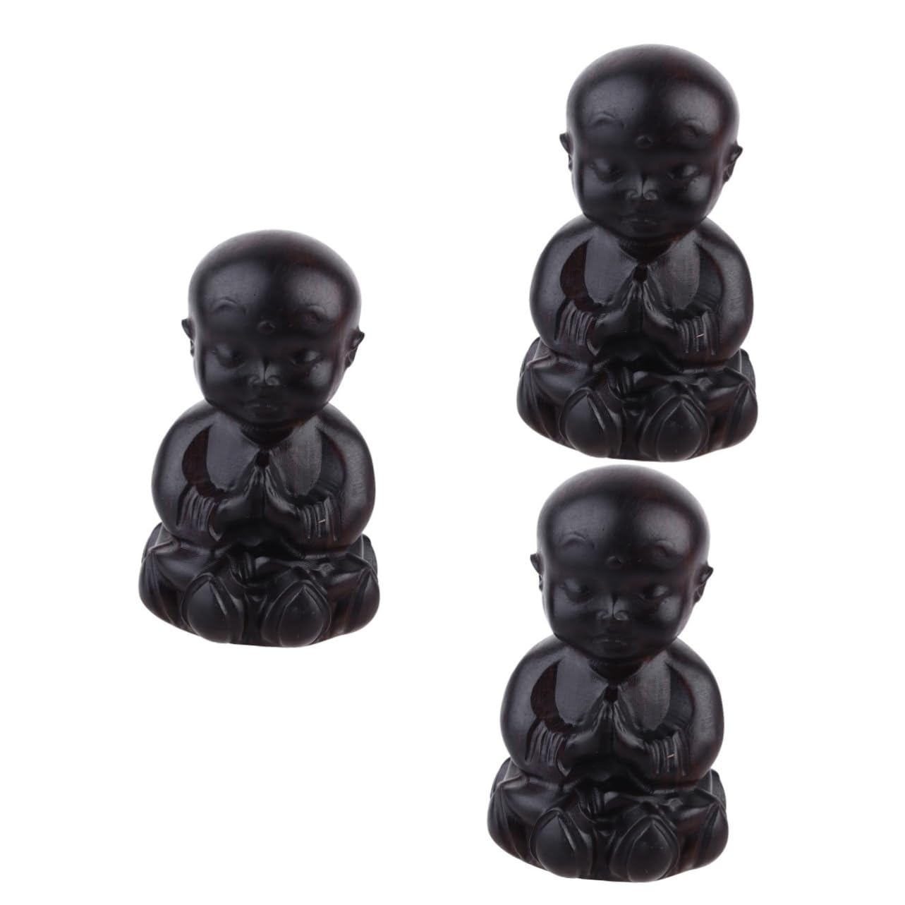 DECHOUS Topper De Escritorio 3 Piezas Decoración De La Mesa del Hogar Figura De Monje Budista Estatuilla De Arenisca Estatua Meditando Decoración del Escritorio De Oficina Buda De Madera