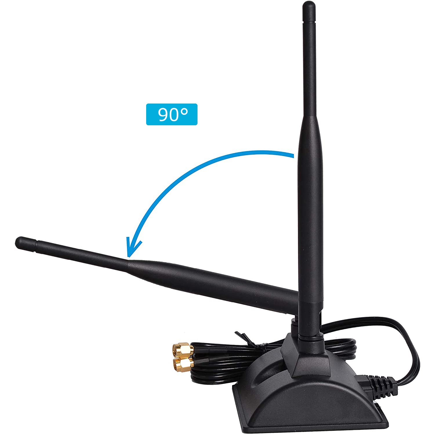 L44CS antena WiFi Dualband 2,4 GHz i 5,8 GHz, 2 x 6dBi RP-SMA wzmacniacz sygnału z podstawą magnetyczną i przedłużaczem 3 m do kart PCI i routerów