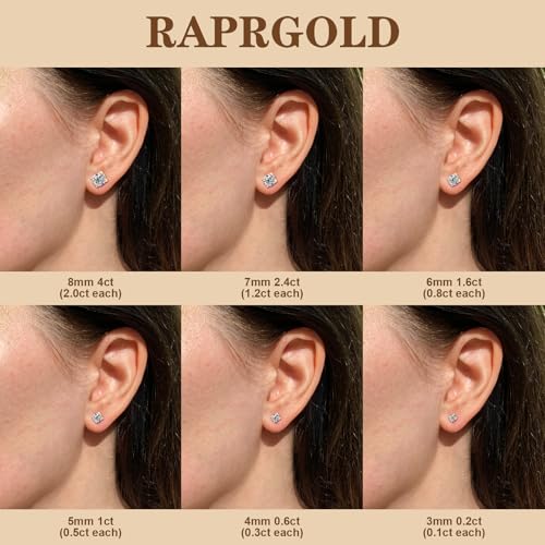 10K Solid White Yellow Gold Stud Earrings for Men, 0.2ct - 4.0ct Solitaire Round Moissanite Earrings with 10K Real Gold Secure Screw Backs Earring Fine Jewelry Gifts for Women Men, D Color VVS14