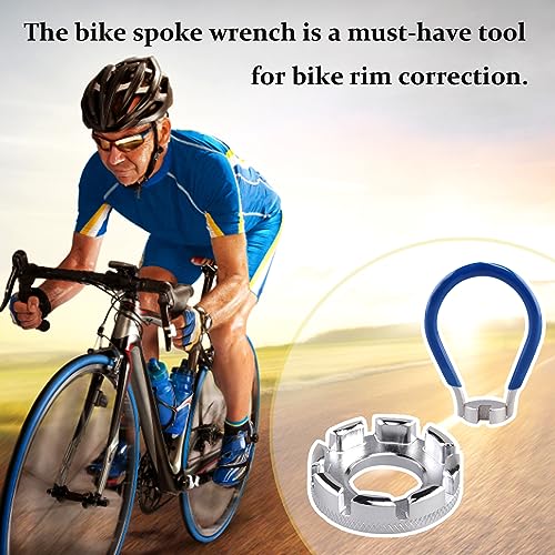 Bike Wheel Spoke Repair Kit with Spoke Wrench and Rim Correction Tool, Bicycle Spoke Wrench Tool, 6 in 1 Bike Spanner Spoke Tool 10-15 Gauge for Bike Wheel Maintenance and Adjustment(Silver+Blue) - Image 4