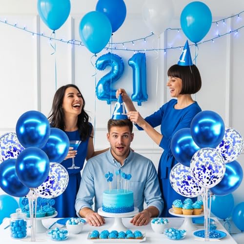 Image of TONIFUL 4 Set Blue Balloon Stand Balloon Centerpieces for Table Decorations